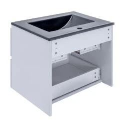 18 In. W X 19 In. H X 4.72 In.D Bath Vanity In White With MDF Vanity Top In Black With Black Basin -Tahanbath tahanbath bathroom vanities with tops q xuyan k2152wh b 76 1000