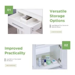 18 In. W Bathroom Modern Pedestal Vanity, Sink Storage Cabinet -Tahanbath tahanbath bathroom vanities with tops q xuyan k2160wh 1f 1000