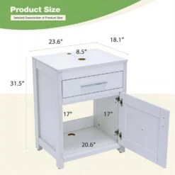 18 In. W Bathroom Modern Pedestal Vanity, Sink Storage Cabinet -Tahanbath tahanbath bathroom vanities with tops q xuyan k2160wh 76 1000