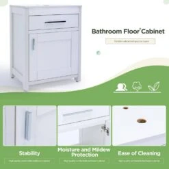 18 In. W Bathroom Modern Pedestal Vanity, Sink Storage Cabinet -Tahanbath tahanbath bathroom vanities with tops q xuyan k2160wh c3 1000