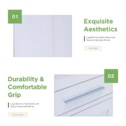 18 In. W Bathroom Modern Pedestal Vanity, Sink Storage Cabinet -Tahanbath tahanbath bathroom vanities with tops q xuyan k2160wh fa 1000