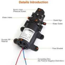 12V 70W Self-Priming Water Pump (130PSI, 6L/Min) With 2 Hose Clamps-For RV, Camper, Marine, Boat -Tahanbath tahanbath booster pumps z d0102x3vmgu 1f 1000