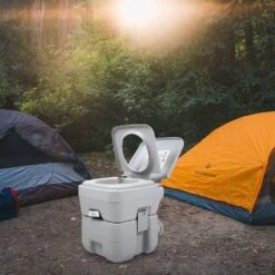 Travel Outdoor Non-Electric 5 Gal. Camping Portable Toilet, Flush Potty Waterless Toilet -Tahanbath tahanbath composting toilets z d0102het5cv fa 1000