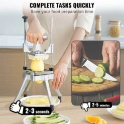 Vegetable Fruit Chopper: Stainless Steel French Fry Cutter With 4-Blades And Tray -Tahanbath tahanbath food choppers z t3342p311740 1f 1000
