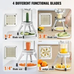 Vegetable Fruit Chopper: Stainless Steel French Fry Cutter With 4-Blades And Tray -Tahanbath tahanbath food choppers z t3342p311740 4f 1000