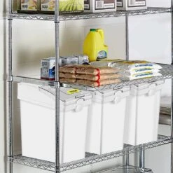 3-Piece 5.2 Gal. Ingredient Storage Bins-PP Flour Bins With Wheels, Scoop And Sliding Lid (White) -Tahanbath tahanbath food storage containers z d0102hq4b9w 31 1000