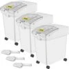 3-Piece 5.2 Gal. Ingredient Storage Bins-PP Flour Bins With Wheels, Scoop And Sliding Lid (White)