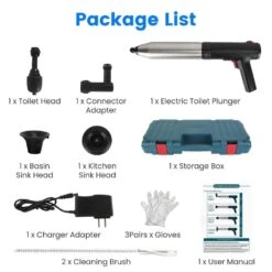 Electric Toilet Plunger: High-Pressure Air Drain Blaster With Real-Time Pressure Display, For Toilets, Floor Drains -Tahanbath tahanbath plungers z d01027hxl7v 1f 1000