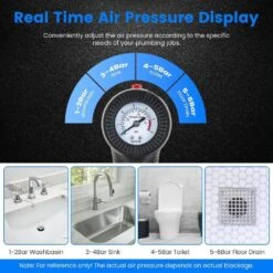 Electric Toilet Plunger: High-Pressure Air Drain Blaster With Real-Time Pressure Display, For Toilets, Floor Drains -Tahanbath tahanbath plungers z d01027hxl7v 76 1000