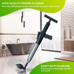 Air Plunger For Toilet/Shower-High Pressure, Dark Green, 4 Replaceable Heads, ABS And Stainless Steel -Tahanbath tahanbath plungers z d0102hgjkpy 4f 1000