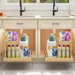 22.5"x21" 2-Tier Soft-Close Left Pull-Out Organizer With U-Bracket: Kitchen & Bathroom Under-Sink Storage -Tahanbath tahanbath pull out cabinet drawers z t3210p277245 44 1000