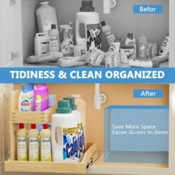 22.5"x21" 2-Tier Soft-Close Left Pull-Out Organizer With U-Bracket: Kitchen & Bathroom Under-Sink Storage -Tahanbath tahanbath pull out cabinet drawers z t3210p277245 76 1000