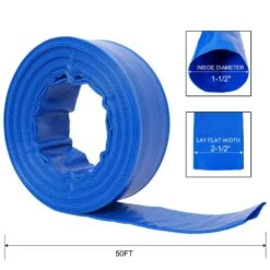 1-1/2 In. X 50 Ft. Blue Heavy Duty PVC Pool Backwash Hose Sewage/Effluent Accessory -Tahanbath tahanbath pump hoses z w465p203177 fa 1000