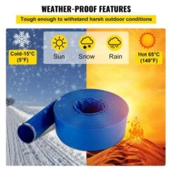 12.89 Ft 2" X 105' PVC Lay Flat Discharge Hose-Heavy Duty, Blue -Tahanbath tahanbath pvc schedule 40 pipe z t3342p298313 4f 1000