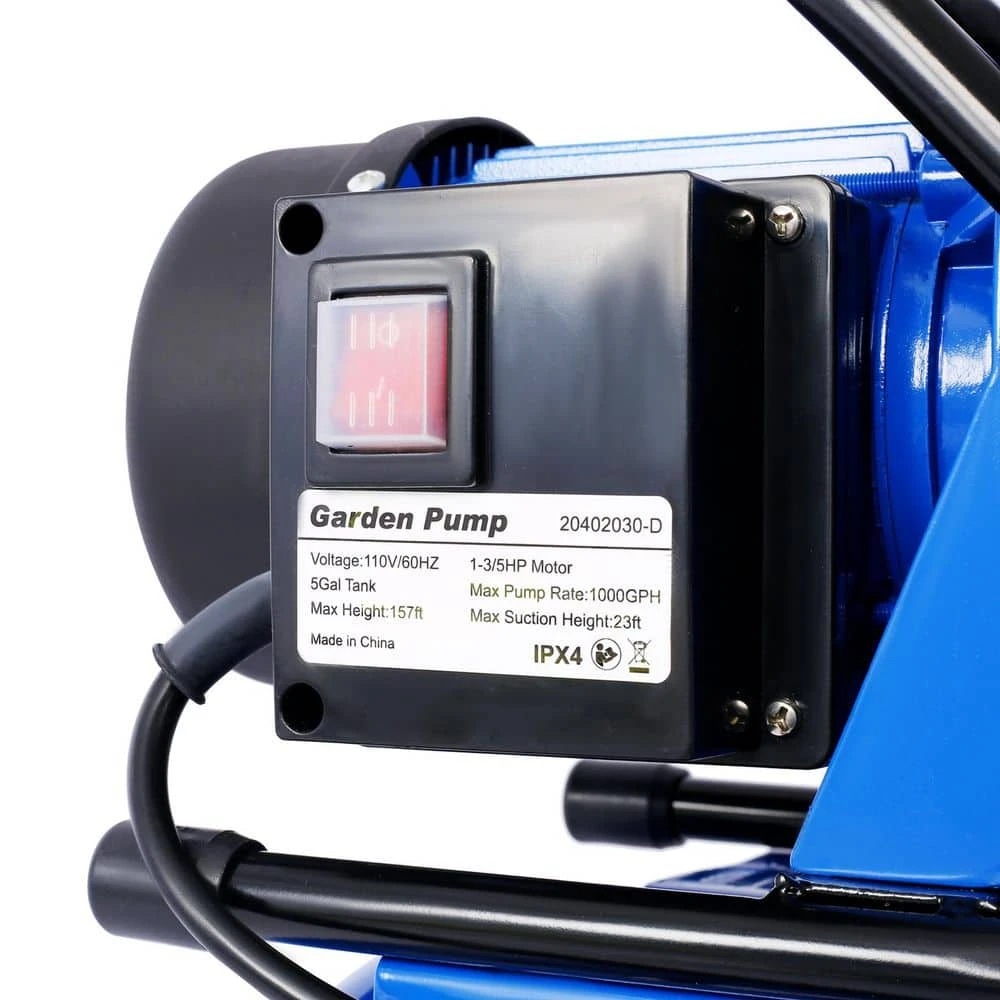 1.6 HP Shallow Well Pump With Pressure Tank-Garden/Irrigation Pump, Automatic Water Booster For Home/Lawn/Farm 4 1.6 HP Shallow Well Pump With Pressure Tank-Garden/Irrigation Pump, Automatic Water Booster For Home/Lawn/Farm - Image 4