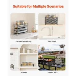 Spice Rack Organizer For Cabinet Kitchen Countertop Seasoning Organizer 18 X 11 In. -Tahanbath tahanbath spice racks z d010277ux7j 76 1000