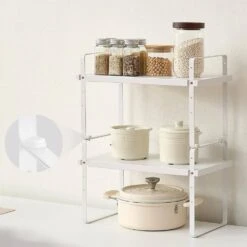 2 Tier Cabinet Organizer Shelf Counter Shelves Steel Kitchen Storage Spice Rack In White -Tahanbath tahanbath spice racks z d010277uxm8 31 1000