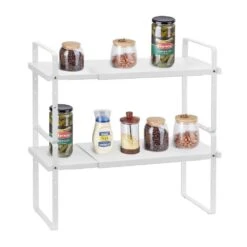 2 Tier Cabinet Organizer Shelf Counter Shelves Steel Kitchen Storage Spice Rack In White -Tahanbath tahanbath spice racks z d010277uxm8 c3 1000