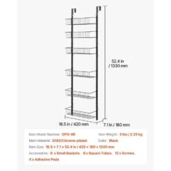 6-Tier Over The Door Pantry Organizer Hanging Storage Rack Adjustable Kitchen -Tahanbath tahanbath spice racks z d0102x3g7pa 66 1000