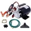 DC 12-Volt 1/10HP 330GPH Battery Powered Portable Electric Utility Sump Transfer Water Pump With Water Hose Kit Black