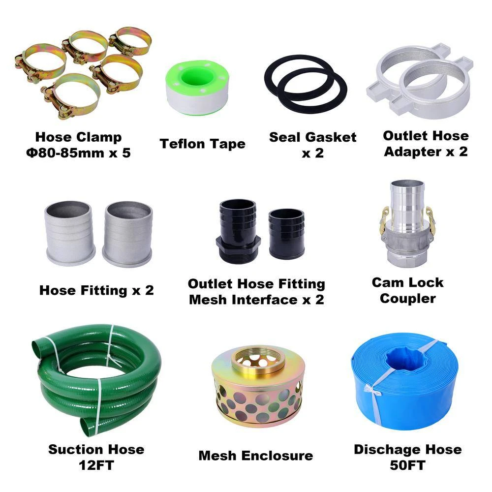 Trash Pump 3 In. 209cc 7HP 4 Stroke OHV ENGINE, Gas Powered Full Trash Water Pump 50 Ft. Discharge Hose 6 Trash Pump 3 In. 209cc 7HP 4 Stroke OHV ENGINE, Gas Powered Full Trash Water Pump 50 Ft. Discharge Hose - Image 6