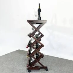 26-Bottles Freestanding Wine Rack, Wine Storage Rack, Freestanding Display Rack For Kitchen, Pantry, Cellar, Walnut -Tahanbath tahanbath wine racks z w2221p191954 31 1000