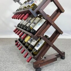 26-Bottles Freestanding Wine Rack, Wine Storage Rack, Freestanding Display Rack For Kitchen, Pantry, Cellar, Walnut -Tahanbath tahanbath wine racks z w2221p191954 4f 1000