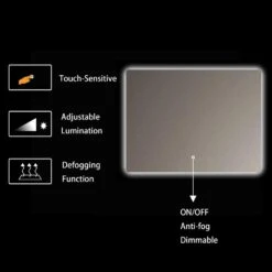 36 In. W X 28 In. H Frameless Rectangular Wall Mounted Bathroom Vanity Mirror In Transparent With LED Lighting -Tahanbath transparent tahanbath vanity mirrors w543 w54326743 zq fa 1000