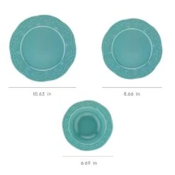 12-Pieces Porcelain Dinnerware Set In Turquoise -Tahanbath turquoise tahanbath dinnerware sets z b029119647 4f 1000