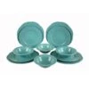 12-Pieces Porcelain Dinnerware Set In Turquoise
