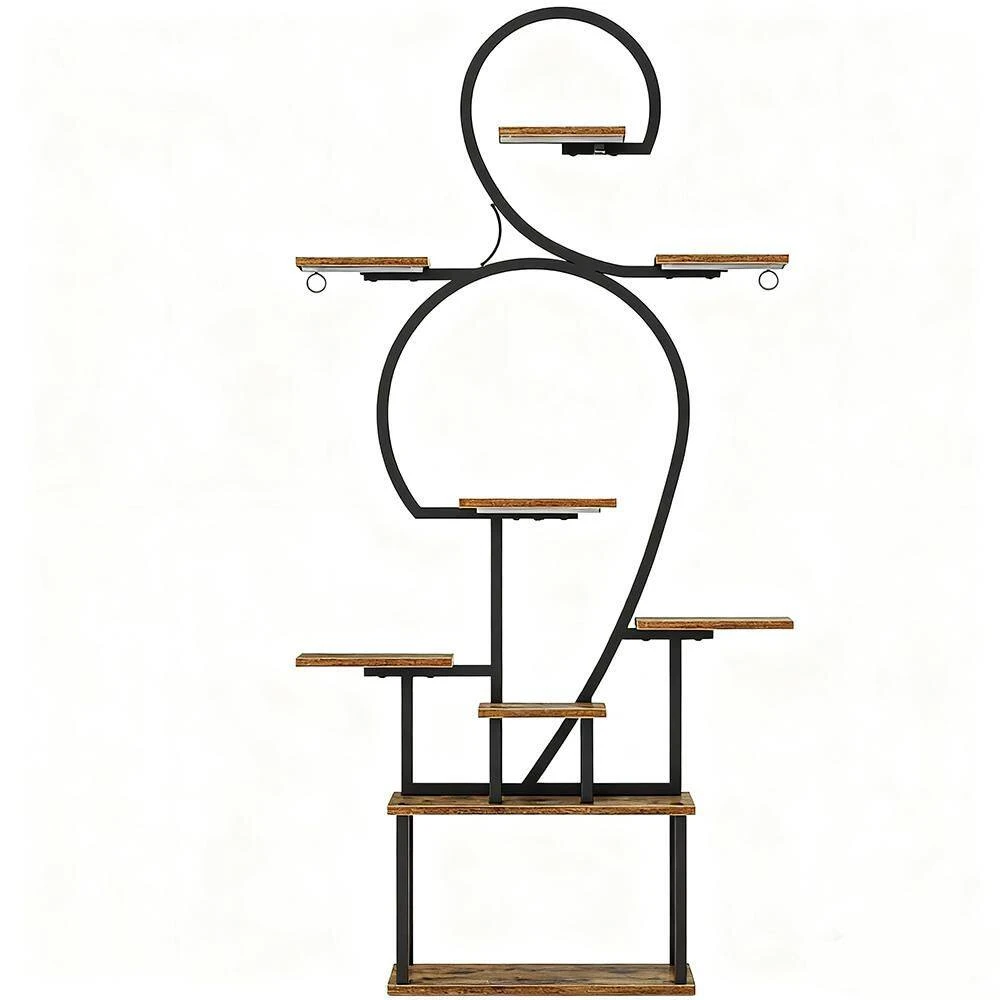 11.08 In. W X 31.90 In. D X 63 In. H Walnut MDF Freestanding Linen Cabinet With Plant Shelves In Multi-Colored 1 11.08 In. W X 31.90 In. D X 63 In. H Walnut MDF Freestanding Linen Cabinet With Plant Shelves In Multi-Colored