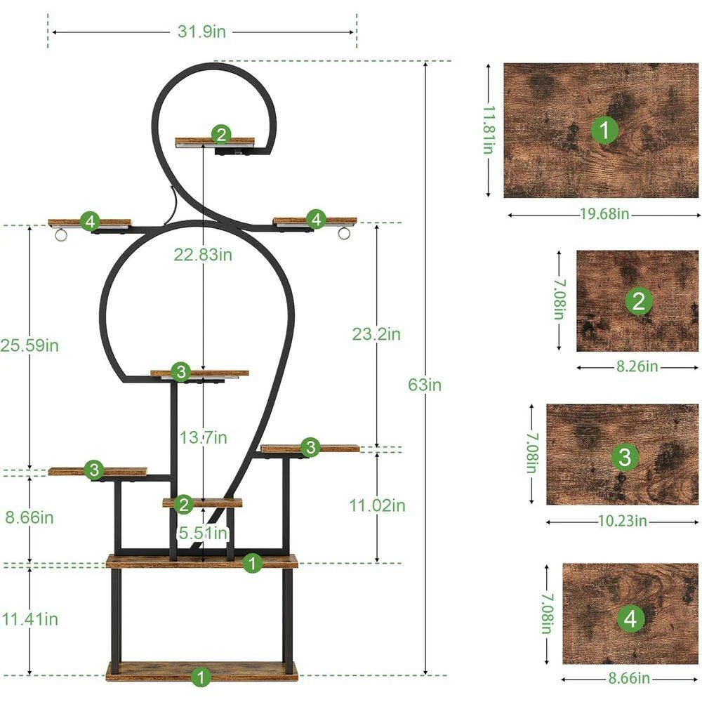 11.08 In. W X 31.90 In. D X 63 In. H Walnut MDF Freestanding Linen Cabinet With Plant Shelves In Multi-Colored 3 11.08 In. W X 31.90 In. D X 63 In. H Walnut MDF Freestanding Linen Cabinet With Plant Shelves In Multi-Colored - Image 3