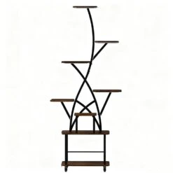 12.10 In. W X 29.30 In. D X 64.80 In. H Freestanding Linen Cabinet With Grow Light And Plant Shelves In Multi-Colored