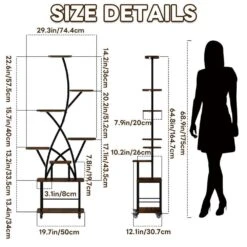 12.10 In. W X 29.30 In. D X 64.80 In. H Freestanding Linen Cabinet With Grow Light And Plant Shelves In Multi-Colored -Tahanbath walnut black tahanbath linen cabinets ct xl p314625 c3 1000