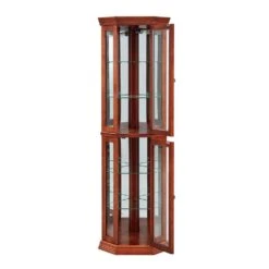 16 In. W X 21.50 In. D X 69.75 In. H Walnut MDF Freestanding Linen Cabinet With Lights And Glass Shelve In Walnut -Tahanbath walnut tahanbath linen cabinets ct xl 111239 4f 1000
