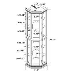 16 In. W X 21.50 In. D X 69.75 In. H Walnut MDF Freestanding Linen Cabinet With Lights And Glass Shelve In Walnut -Tahanbath walnut tahanbath linen cabinets ct xl 111239 c3 1000