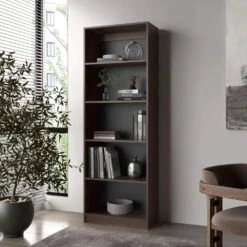 11.80 In. W X 24.70 In. D X 71 In. H Brown Wood Freestanding Linen Cabinet W/5-Shelves In Walnut -Tahanbath walnut tahanbath linen cabinets ct xl p323167 31 1000