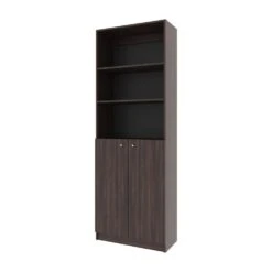 12.40 In. W X 24.80 In. D X 71.10 In. H Walnut Wood Freestanding Linen Cabinet W/2-Doors And 5-Shelves In Walnut