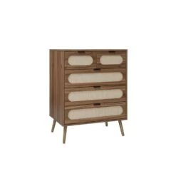 5-Drawer Cabinet, Accent Storage Cabinet, Suitable For Living Room, Bedroom, Dining Room, Study In Walnut -Tahanbath walnut tahanbath pantry organizers z w2275p149111 1f 1000