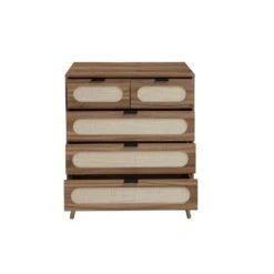5-Drawer Cabinet, Accent Storage Cabinet, Suitable For Living Room, Bedroom, Dining Room, Study In Walnut -Tahanbath walnut tahanbath pantry organizers z w2275p149111 4f 1000