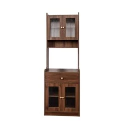 Farmhouse Kitchen Hutch Buffet Cabinet With Microwave Stand, Freestanding Buffet Sideboard Coffee Bar Cabinet In Walnut -Tahanbath walnut tahanbath pantry organizers z w688134370 fa 1000