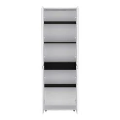 11.80 In. W X 23.60 In. D X 66.90 In. H Particle Board Freestanding Linen Cabinet W/5-Shelves In White/Black -Tahanbath white black tahanbath linen cabinets ct xl p167411 4f 1000