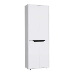 11.80 In. W X 23.60 In. D X 66.90 In. H Particle Board Freestanding Linen Cabinet W/5-Shelves In White/Black -Tahanbath white black tahanbath linen cabinets ct xl p167411 c3 1000