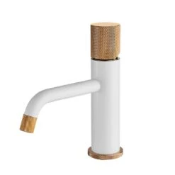 Modern Design Single Handle Single-Hole Bathroom Sink Faucet In White And Rose Gold