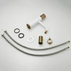 Modern Design Single Handle Single-Hole Bathroom Sink Faucet In White And Rose Gold -Tahanbath white gold single hole bathroom faucets x xy 1131 11wr us fa 1000