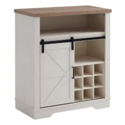 Small Storage Cabinet With Sliding Barn Door And Wine Shelf -Tahanbath white oak tahanbath pantry organizers z w3151p264504 1f 1000