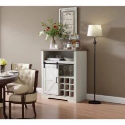 Small Storage Cabinet With Sliding Barn Door And Wine Shelf -Tahanbath white oak tahanbath pantry organizers z w3151p264504 fa 1000