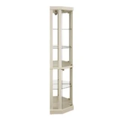 16.50 In. W X 16.50 In. H White Lighted Corner Curio Cabinet-Glass Display Case W/Built-in Lighting For Antiques & Wine -Tahanbath white tahanbath assembled kitchen cabinets z w1758p294617 40 1000