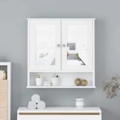 5.25 In. W X 22.25 In. D X 23.00 In. H Bathroom Storage Wall Cabinet In White -Tahanbath white tahanbath bathroom wall cabinets z 66605 fa 1000