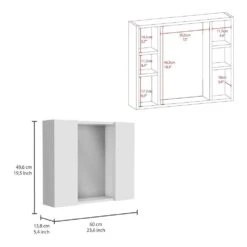 5.40 In. W X 23.60 In. D X 19.50 In. H Bathroom Storage Wall Cabinet In White -Tahanbath white tahanbath bathroom wall cabinets z b07091821 1f 1000